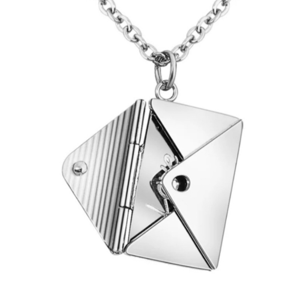 Sweet "Love You" Envelope Stainless Steel Silver Necklace